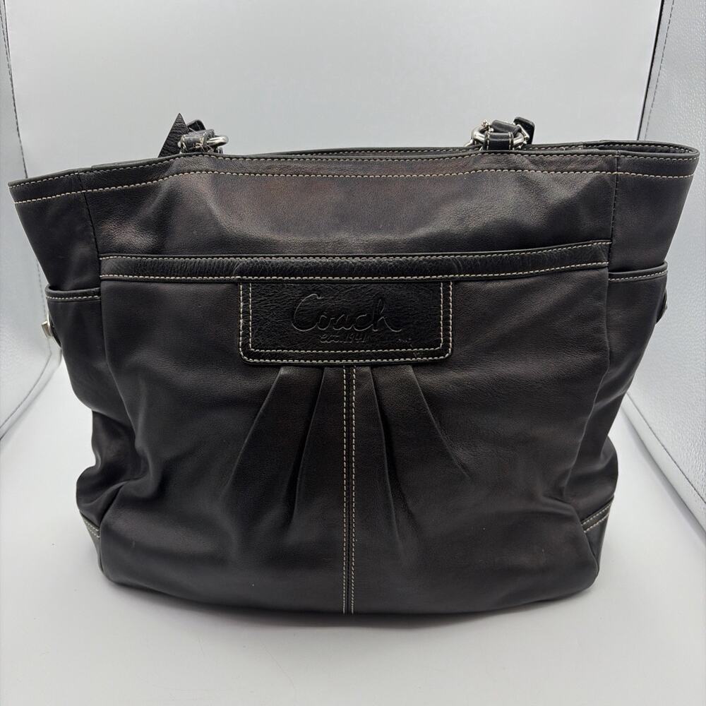 Coach Soho Pleated Gallery Large Black Leather Tote Bag